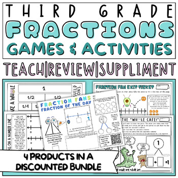 Preview of 3rd Grade Fraction Games and Activities - Teach | Review | Suppliment