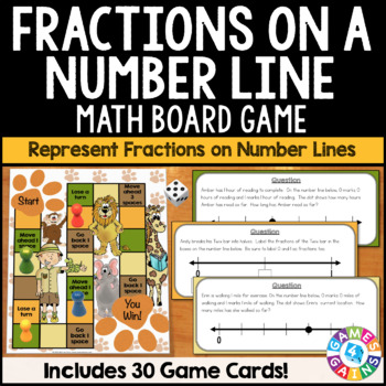 Preview of 3rd Grade Fractions on a Number Line Game - Includes Fractions Greater Than 1