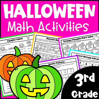 Preview of 3rd Grade Fun Halloween Math Activities Worksheets: Printable & Digital