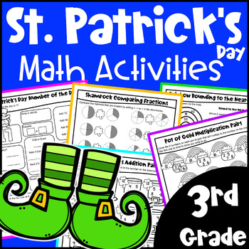 Preview of 3rd Grade Fun St. Patrick's Day Math Activities Worksheets: Printable & Digital