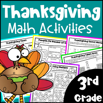 3rd Grade Fun Thanksgiving Math Activities Worksheets - Print & Digital