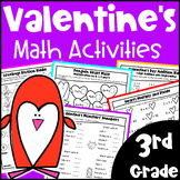 Fun 3rd Grade Valentine's Day Math Activities Worksheets: 
