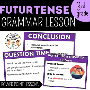 Preview of 3rd Grade Futur tense PowerPoint Grammar lesson with Practice