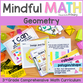 Preview of 3rd Grade Geometry Activities, Worksheets & Vocabulary - Perimeter, Area, Shapes