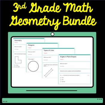 Preview of 3rd Grade Math Geometry Google Form Assessment Bundle