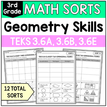 Preview of 3rd Grade Geometry Sorts - TEKS 3.6A, 3.6B, 3.6E