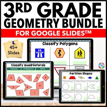 Preview of 3rd Grade Geometry Worksheets 2D Shapes, Quadrilaterals, Polygons, Partitioning