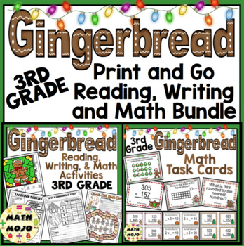 Preview of 3rd Grade Gingerbread Reading, Writing, and Math: Christmas Bundle