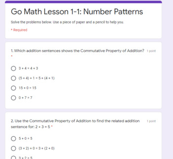 Preview of 3rd Grade Go Math Chapter 1 - Addition and Subtraction Within 1,000 GOOGLE FORMS