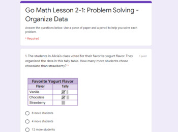 Preview of 3rd Grade Go Math - Chapter 2 - Represent and Interpret Data GOOGLE FORMS