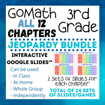 Preview of 3rd Grade GoMath *ALL Chapters* - Jeopardy Games - BUNDLE (Google Slides)