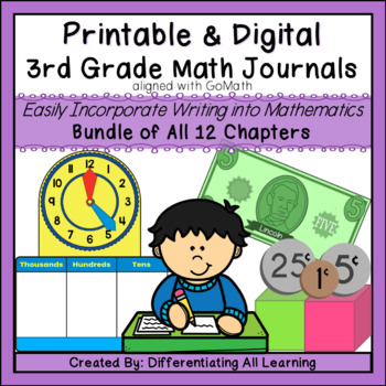 Preview of *BUNDLE* Math Journal Prompts for 3rd Grade: Aligned with GoMath