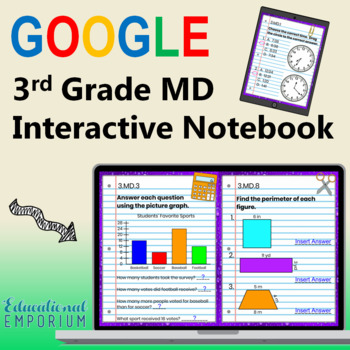 Preview of 3rd Grade Google Classroom Math Interactive Notebook, Digital: MD Domain