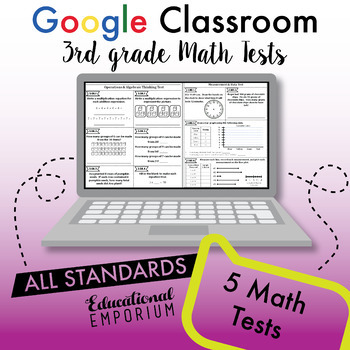 Preview of 3rd Grade Math Tests for Google Classroom™ ⭐ Digital Math Assessments