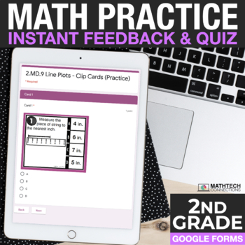 Preview of 2nd Grade Google Forms - Practice & Exit Tickets PAPERLESS Math Review Test Prep