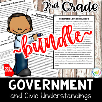 Preview of 3rd Grade Government/Civic Understandings Reading BUNDLE *GSE Aligned*
