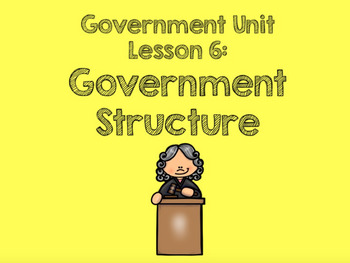 Preview of 3rd Grade Government Unit Lesson 6 Pack: Government Structure