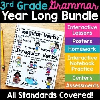 Preview of 3rd Grade Grammar Activities Worksheets Games and Lessons - Year Long Bundle