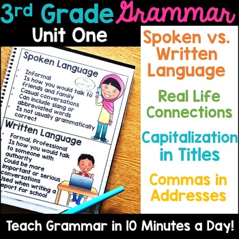 Preview of 3rd Grade Grammar Capitalization Addresses Spoken vs Written Language