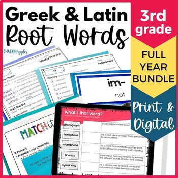 Preview of 3rd Grade Greek & Latin Roots Vocabulary Activities & Words - PRINT & DIGITAL