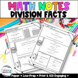 3rd Grade Guided Math Notes  - Division Facts- Test Prep -