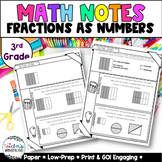 3rd Grade Guided Math Notes  - Fractions as Numbers - Test