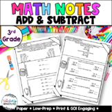3rd Grade Guided Math Notes - Properties to Add & Subtract