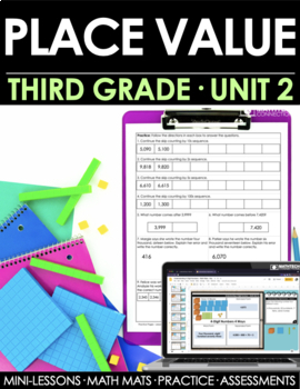 Preview of 3rd Grade Place Value Math Curriculum Unit 2 - 3rd Grade Guided Math Lessons