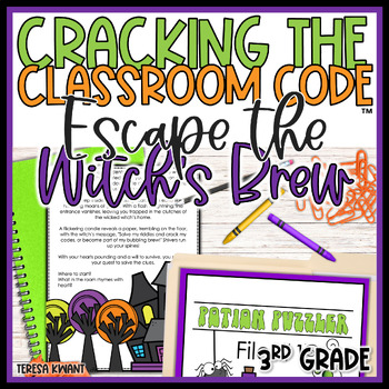 Preview of 3rd Grade Halloween Escape Room | ELA and Math Review 