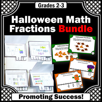 Preview of 3rd Grade Halloween Math Fractions on a Number Line Activities Games Bundle
