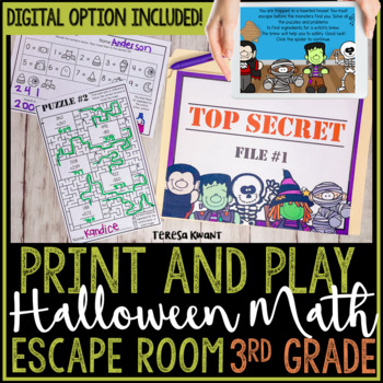 Preview of 3rd Grade Halloween Math Escape Room Breakout Game & Activity 