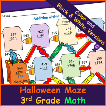 Preview of 3rd Grade Halloween | Math Mazes