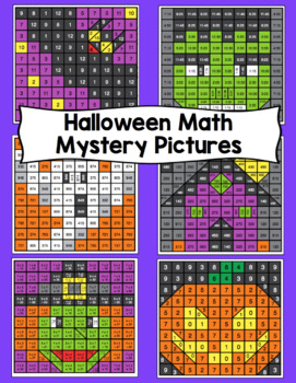 3rd Grade Halloween Math Mystery Pictures: Halloween Color By Number
