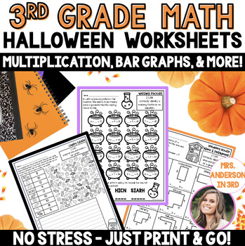 Preview of 3rd Grade Halloween Math Worksheets