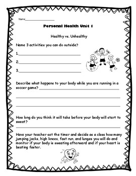 3rd Grade Health - Unit 1: Personal Health by Kindergarten Treasures