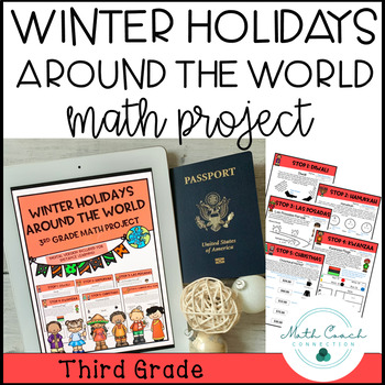 Preview of 3rd Grade Holiday Math Project | Winter Holidays Around the World