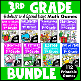 3rd Grade Holidays Math Game Bundle - End of Year, Back to