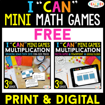 Preview of 3rd Grade I CAN Mini Math Game FREE | Multiplication with Models DIGITAL & PRINT