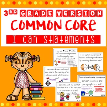 Preview of 3rd Grade  I Can Statements for Common Core Standards with Pictures