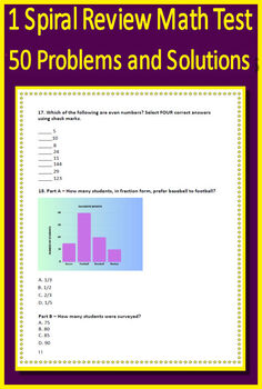 3rd grade ilearn math test prep practice printable and self grading