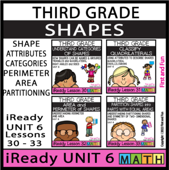Preview of 3rd Grade IReady Math - Complete Unit 6 Bundle "Shapes" Lessons 30 thru 33