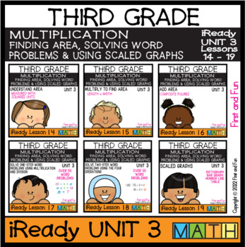 Preview of 3rd Grade IReady Math Complete Unit 3 Bundle -"Multiplication"- Lessons 14 - 19