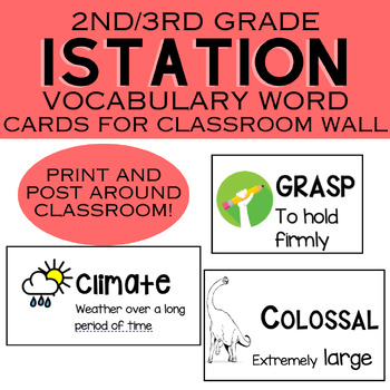 Preview of 2nd & 3rd Grade ISTATION Vocabulary Words with pictures & definition- PPT