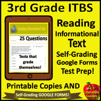 Preview of 3rd Grade ITBS Reading Informational Text SELF-GRADING Google Iowa Basic Skills