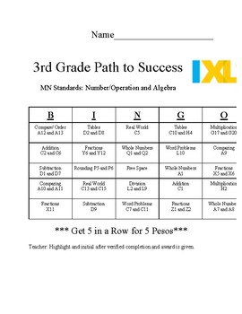 Preview of 3rd Grade IXL Bingo- Numbers and Operations