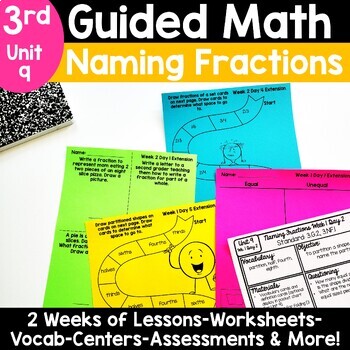 Preview of 3rd Grade Identifying and Naming Fractions Worksheets Activities 3.G.2 3.NF.1
