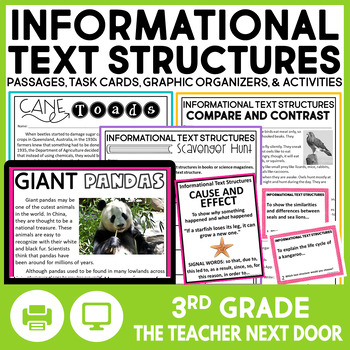 Preview of Informational Text Structures Worksheets Nonfiction Text Structures Activities