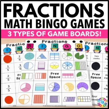 Preview of Introduction to Fractions Bingo Math Game Identifying Fractions Names 3rd Grade