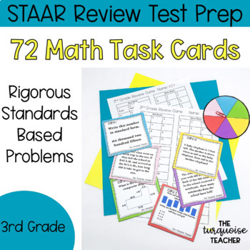 Preview of 3rd Grade Year Long Math Game - STAAR Review Rigorous Task Cards Digital
