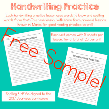 Preview of 3rd Grade Journeys Handwriting Practice Sample